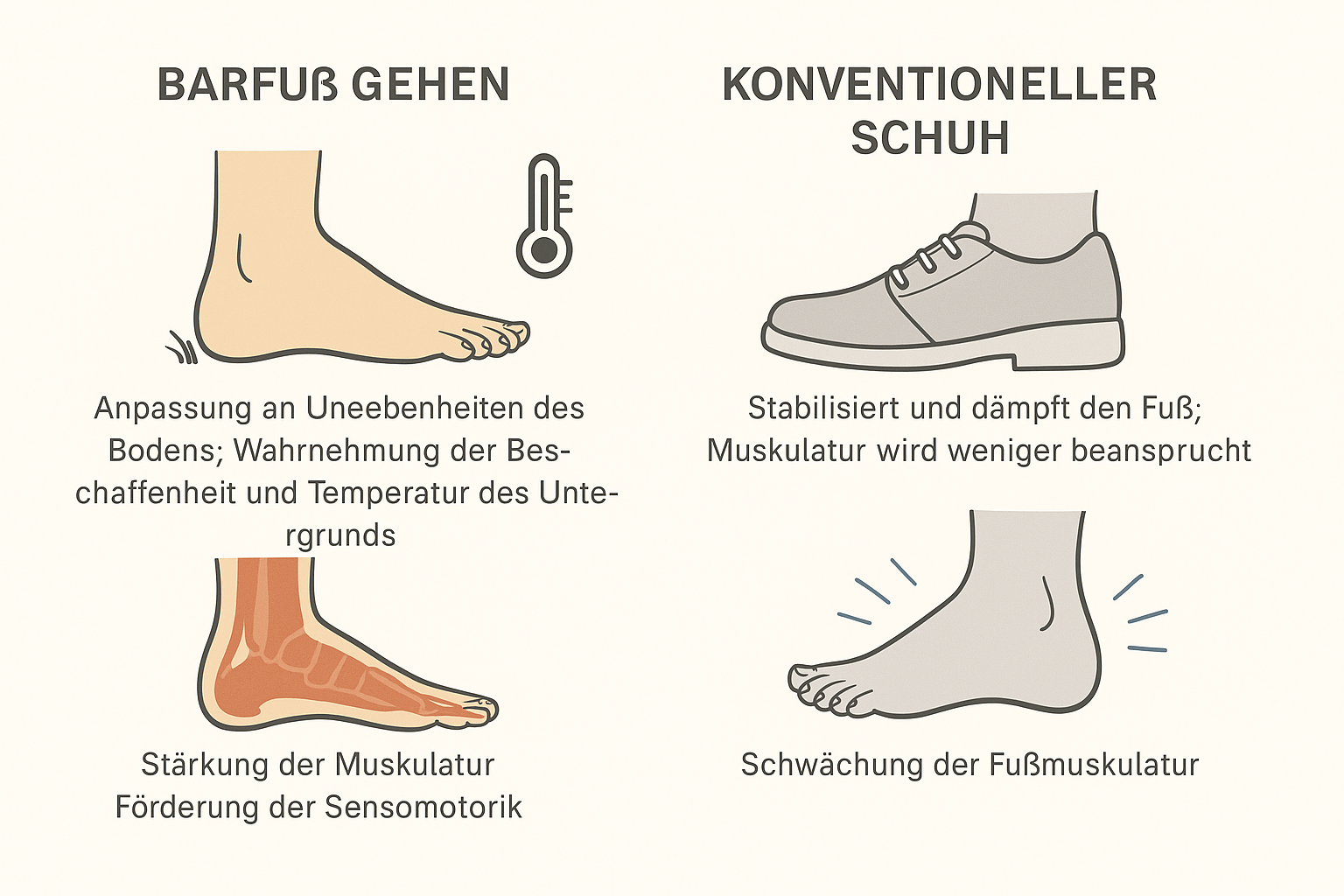 Illustration zum natürlichen Gehen in Barfußschuhen