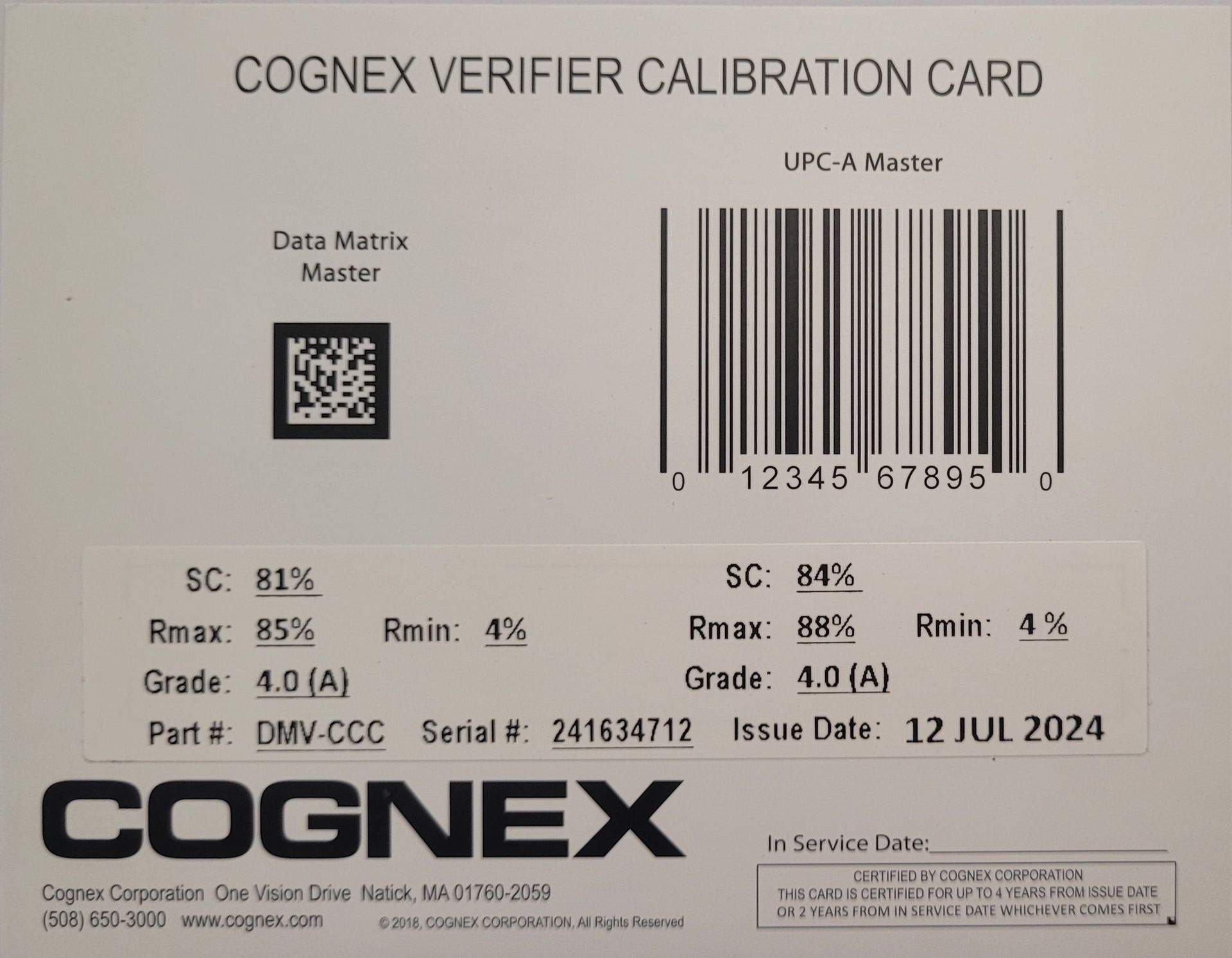 Kalibrierkarte Cognex