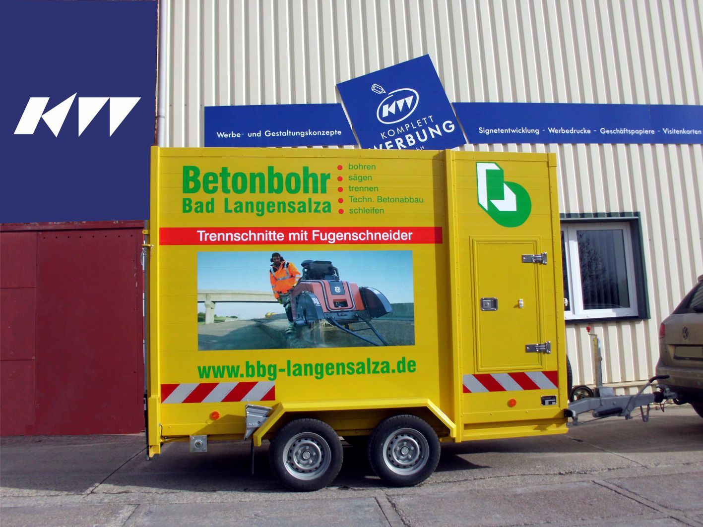Spezialanhänger der Firma Betonbohr in Bad Langensalza. Gestaltung und Umsetzung by Komplett-Werbung