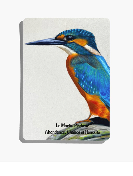 Lettre poétique du Cercle du Vivant accompagnée d'une illustration animalière et d'une carte oracle