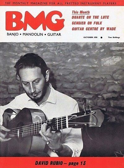 Luthier David Rubio playing flamenco on cover of BMG Magazine