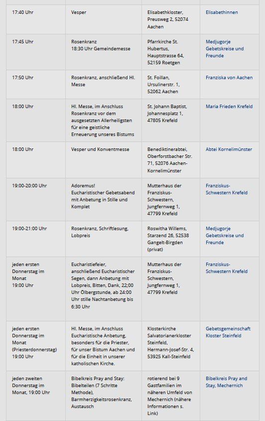 Christus in die Mitte - regelmäßige Veranstaltungen