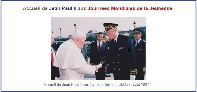 Le Préfet Joel THORAVAL recevant Jean Paul II à Paris pour les JMJ