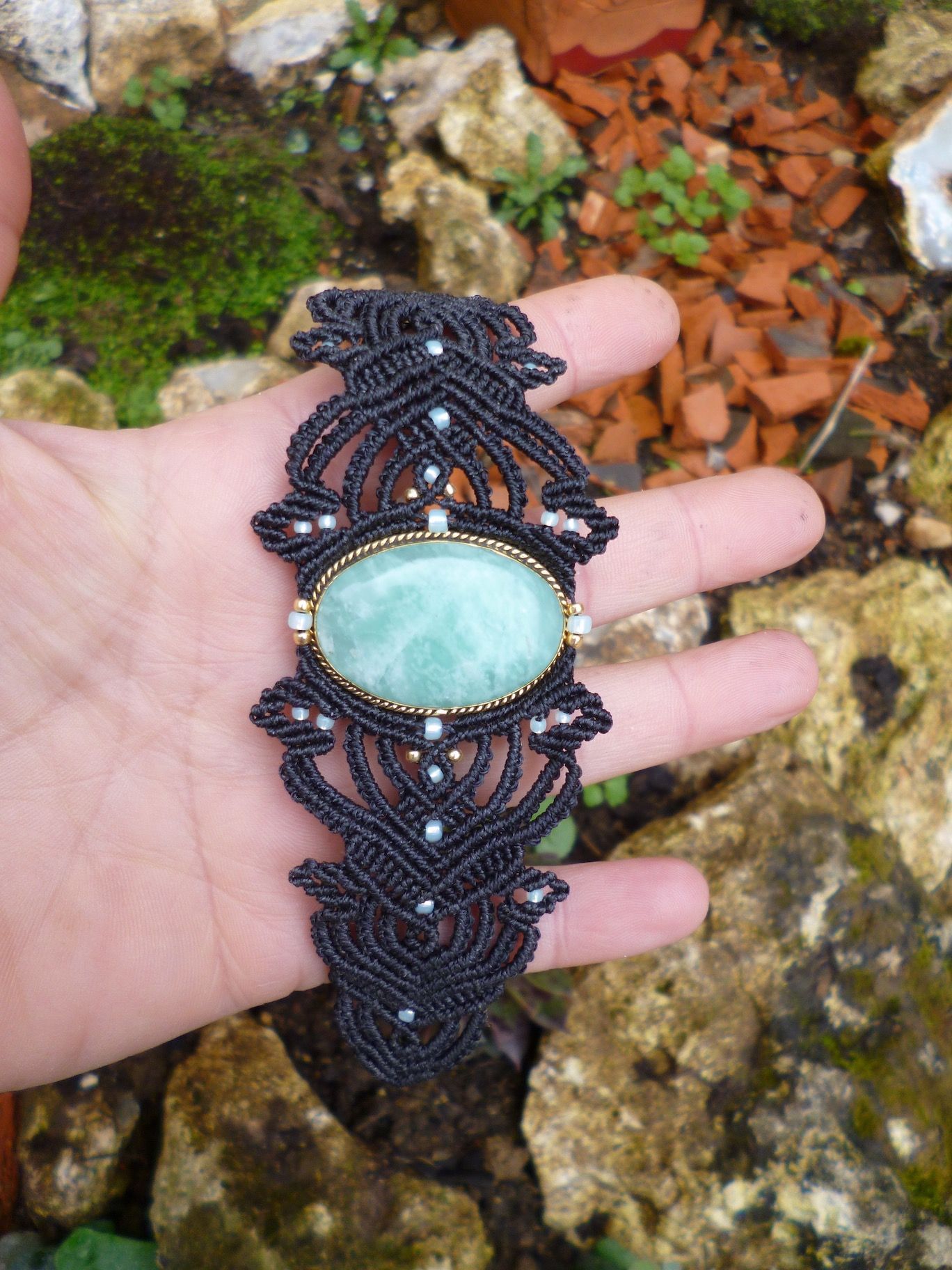 bracelet-macrame-amazonite-feuilles-elfique-medieval