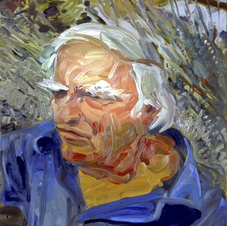 Johannes Grützke: Bildnis Martin Walser (Detail. 2001. Privatsammlung). Ausstellung Martin Walser und die Kunst. Städtische Galerie Überlingen. Foto: Abt. Kultur der Stadt Überlingen Johannes Grützke, Martin Walser, 2001, Ausstellung Martin Walser und die Kunst, Städtische Galerie Überlingen, Foto Abteilung Kultur Überlingen