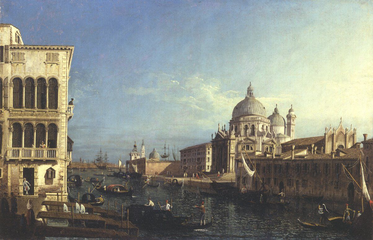 Canaletto: Canal Grande (um 1740. Venedig, Museo Correr). Ausstellung: Venedig, Sehnsucht nach Klassik. Städtische Galerie Überlingen. Foto: Museum Canaletto, Canal Grande, um 1740, Venedig, Museo Correr, Ausstellung, Sehnsucht nach Klassik, Städtische Galerie Überlingen, Foto Museo Correr
