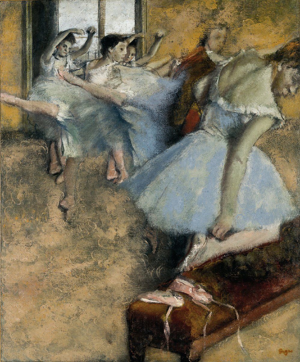 Edgar Degas: Ballettklasse (1880/1900. Privatsammlung). Ausstellung Impressionismus und Japanmode. Städtische Galerie Überlingen. Foto: Abt. Kultur der Stadt Überlingen Edgar Degas, Ballettklasse, 1880-1900, Ausstellung Impressionismus und Japanmode, James Whistler, Städtische Galerie Überlingen, Foto Abteilung Kultur Überlingen