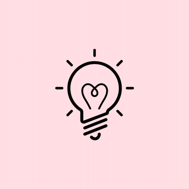 Copywriting Tipp, Icon einer Glühbirne in Schwarz auf rosa Hintergrund