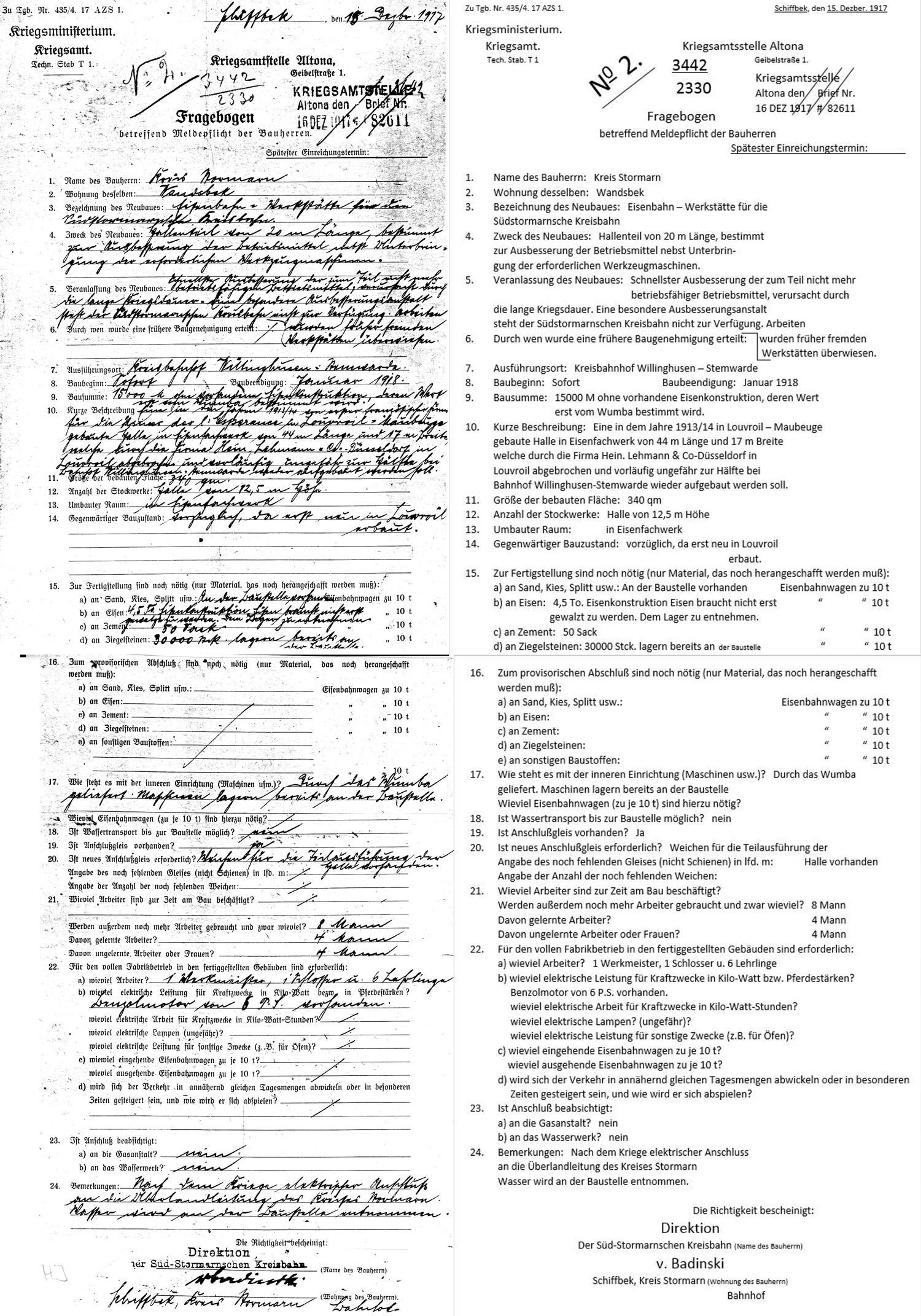 Fragebogen eines Bauherrn