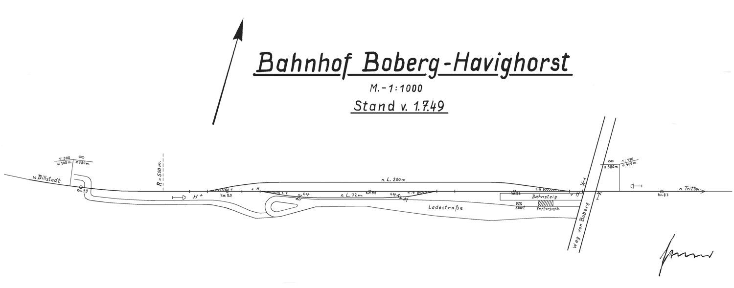 Gleisplan Bhf Boberg-Havighorst 1949