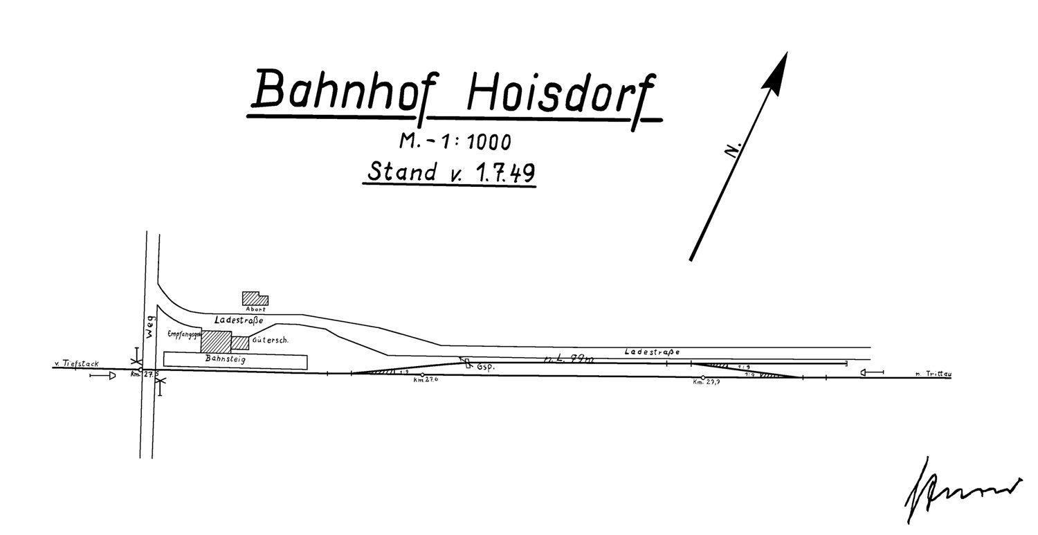 Gleisplan Bhf Hoisdorf 1949