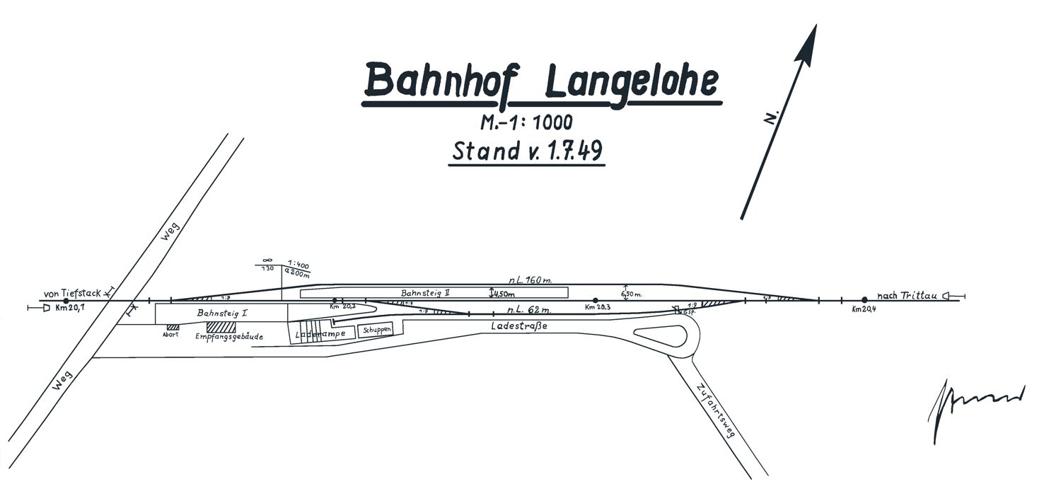 Gleisplan Bhf Langelohe 1949