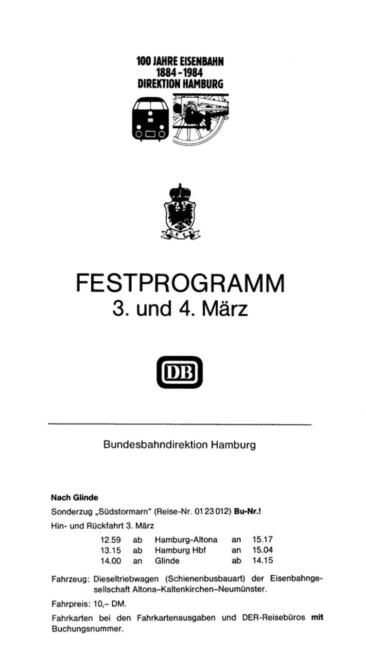 Festprogramm 100 Jahre BD Hamburg