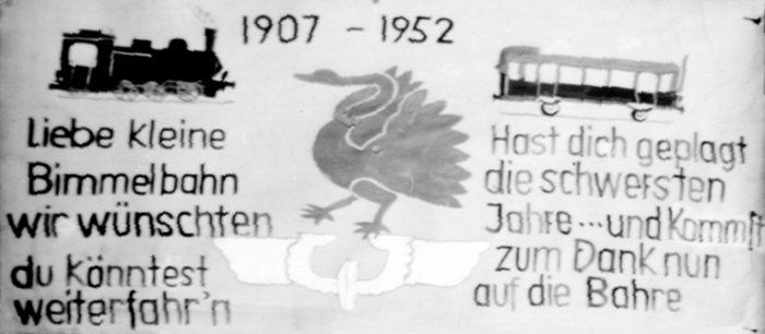 Schild im Bahnhof Willinghusen-Stemwarde zum Ende der Bahn erstellt vom Bahnhofsvorsteher Kaufmann - Glinde