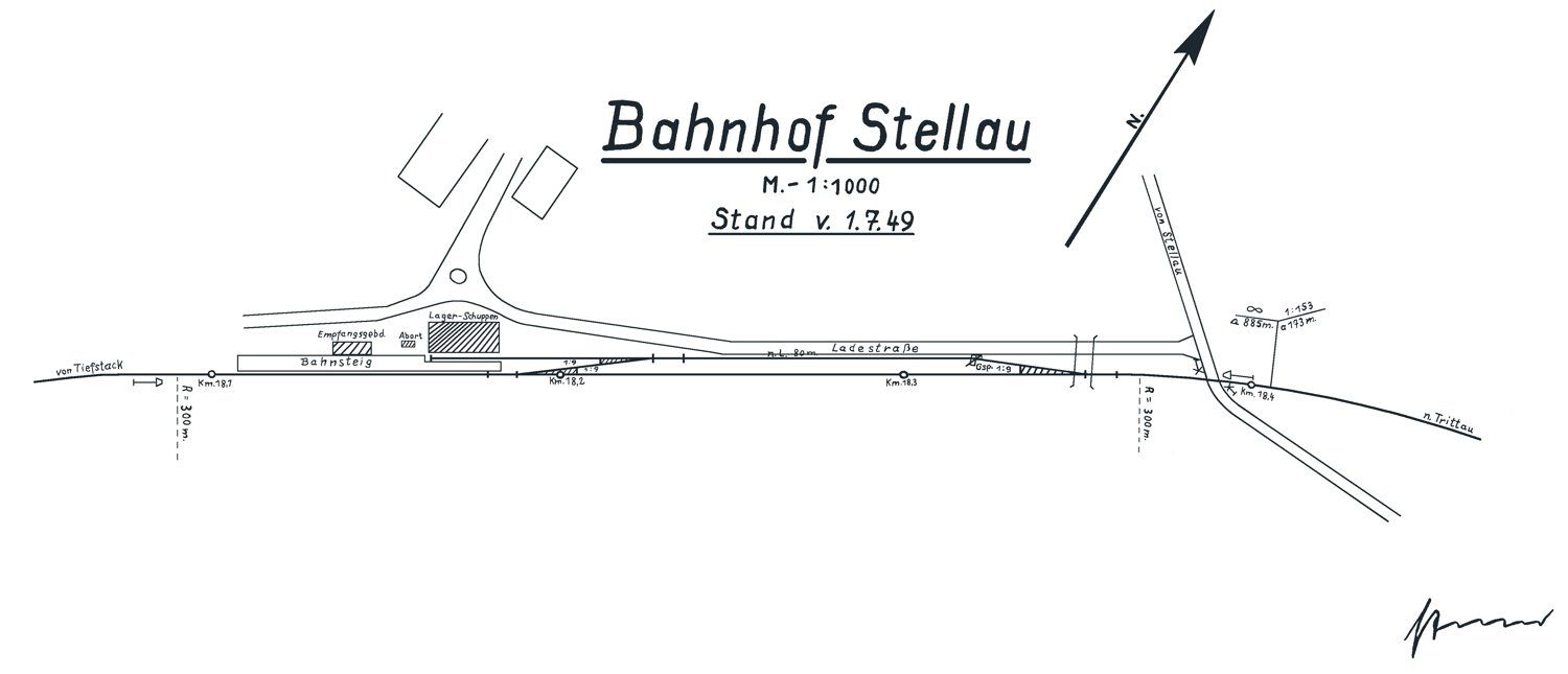 Gleisplan Bhf Stellau 1949