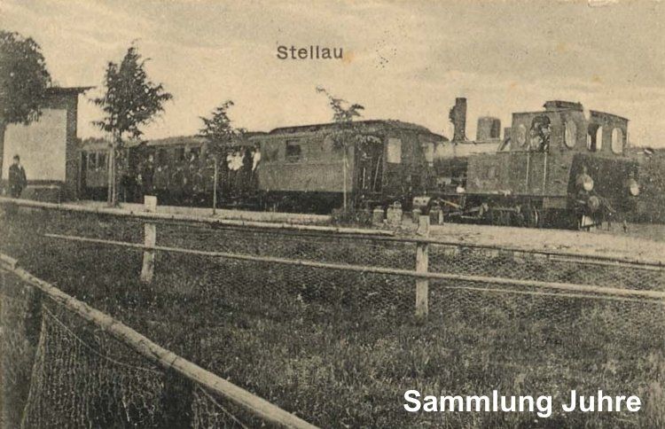 Postkarte mit Bhf Stellau um 1915