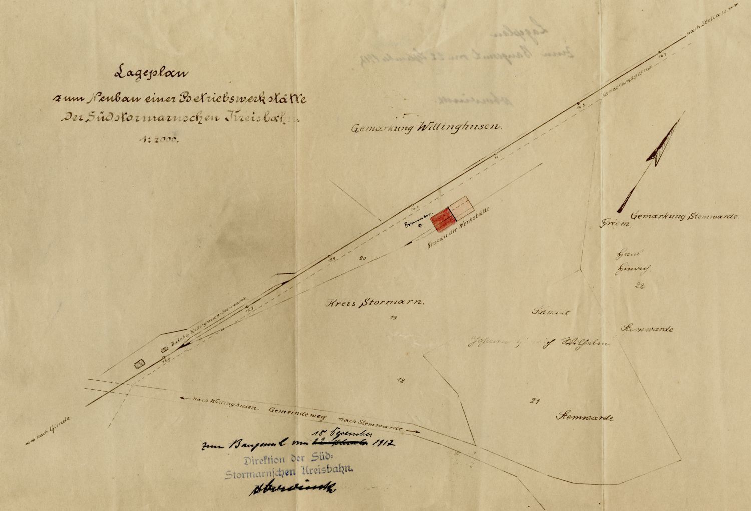 Gleisplan Willinghusen - Stemwarde 1917