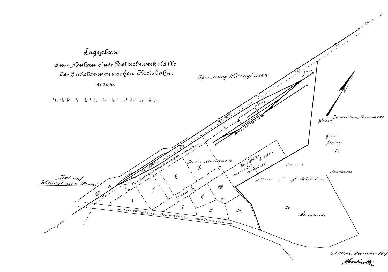 Gleisplan Willinghusen - Stemwarde 1917