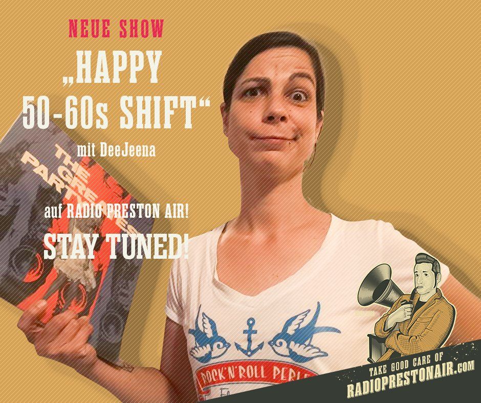 Rock'n'Roll Djane DeeJeena mit Happy 50s-60s Shift für Radio Preston Air Rock'n'Roll Djane DeeJeena mit Happy 50s-60s Shift für Radio Preston Air