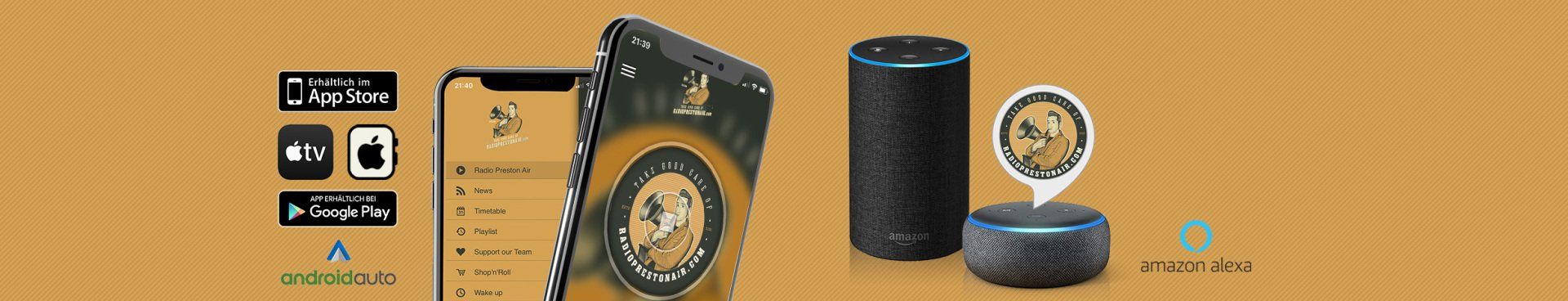 Radio Preston Air Rock 'n' Roll Radio überall Empfangen App und Alexa Skill