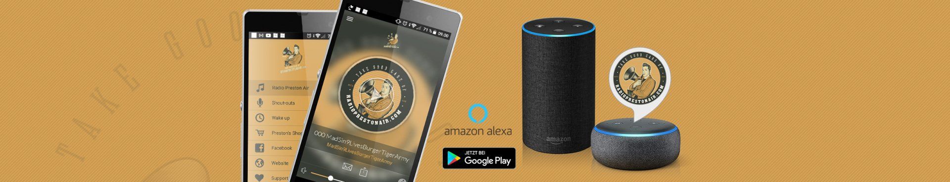 Desktop Teaser Radio Preston Air empfangen über Android App und Alexa Skill