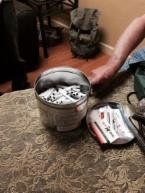 A bucket of joints at the Irvin Rosenfeld book signing