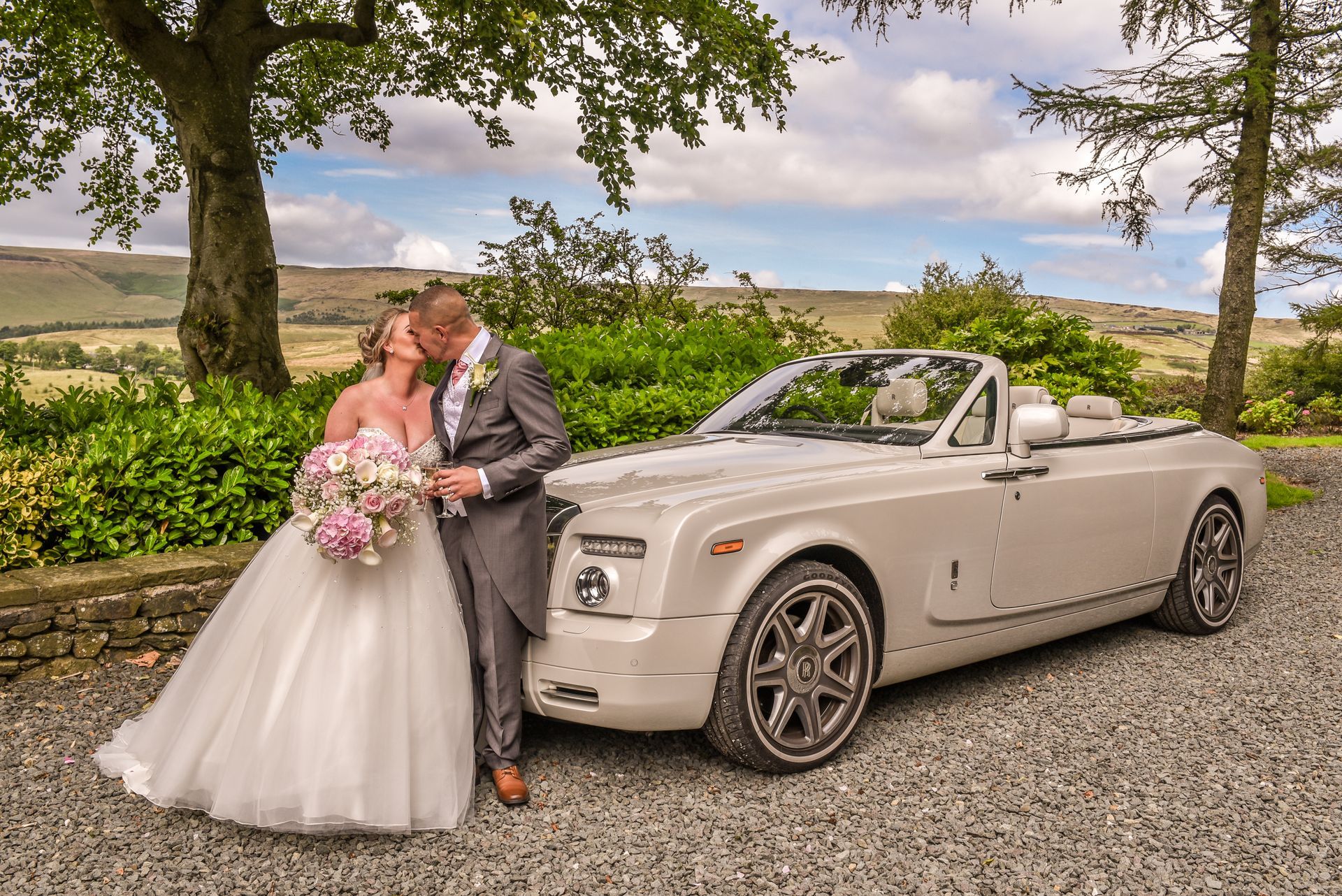Bride & Groom and Wedding Car