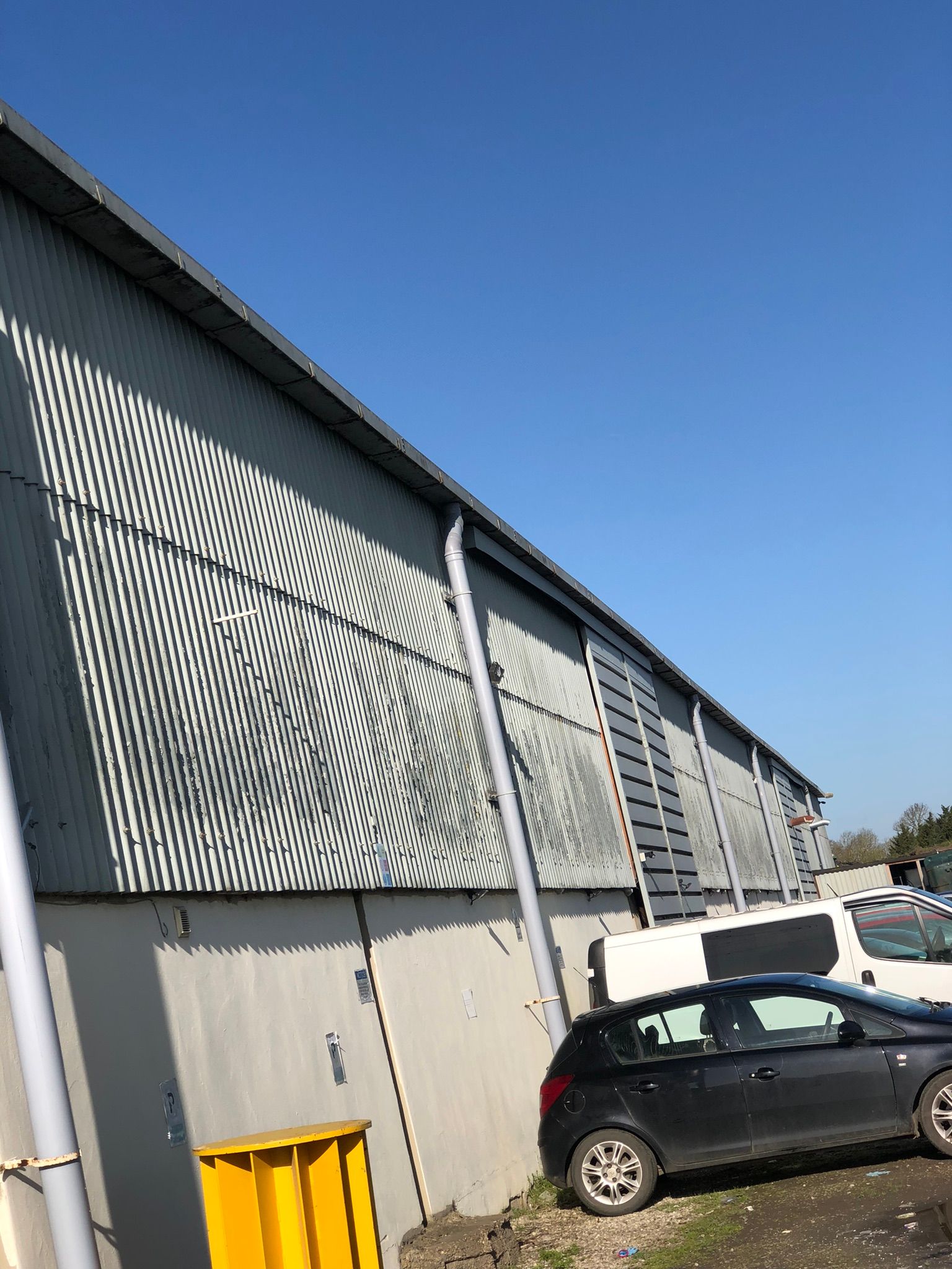 Commercial warehouse with asbestos panels