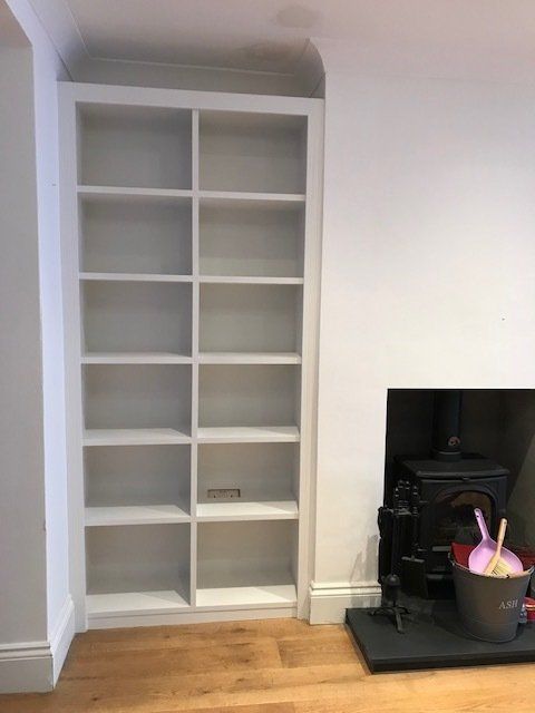 Bespoke Victorian alcove bookshelves with fluted surround in Ham, Richmond