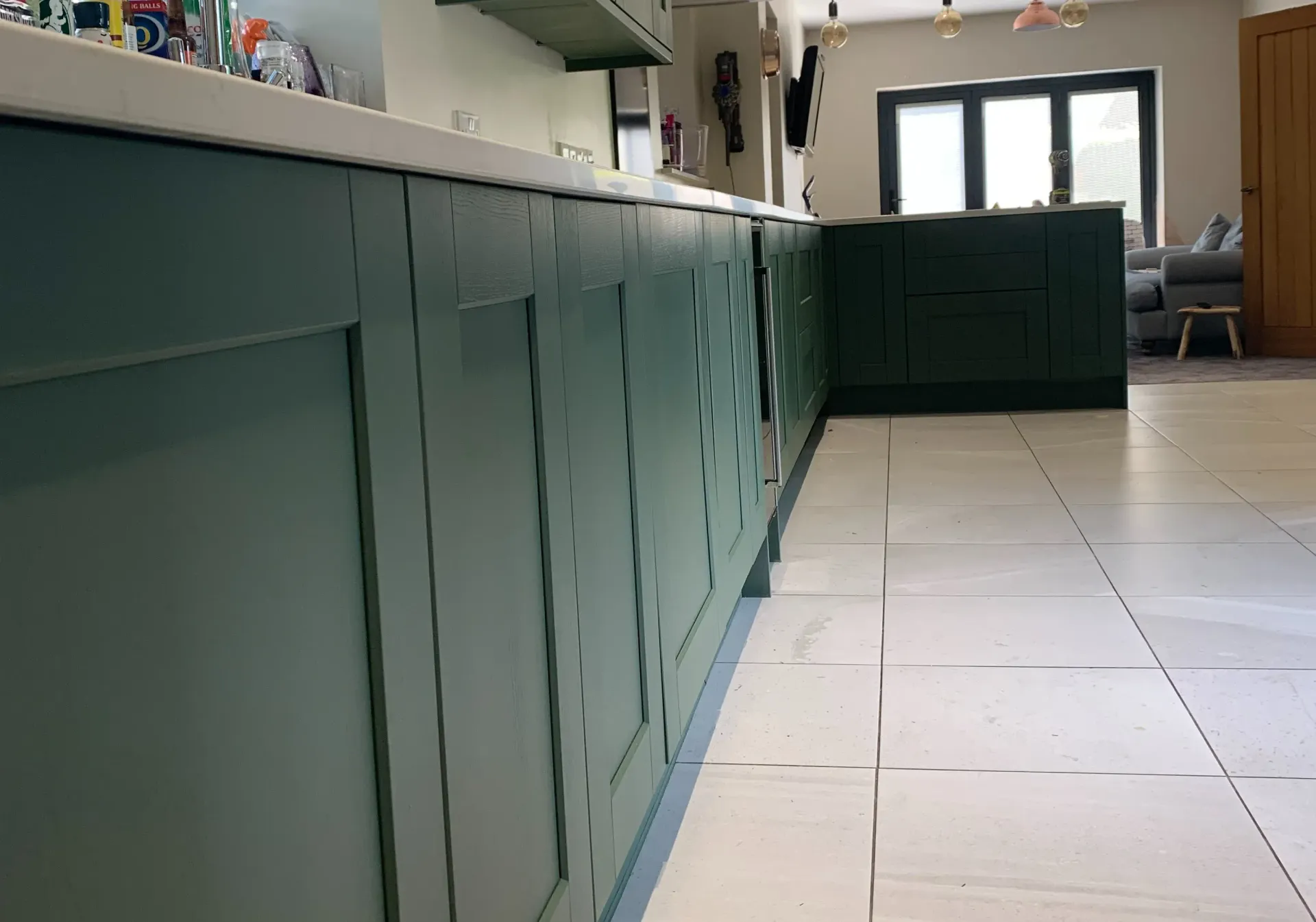 Kitchen cabinet doors spray painted