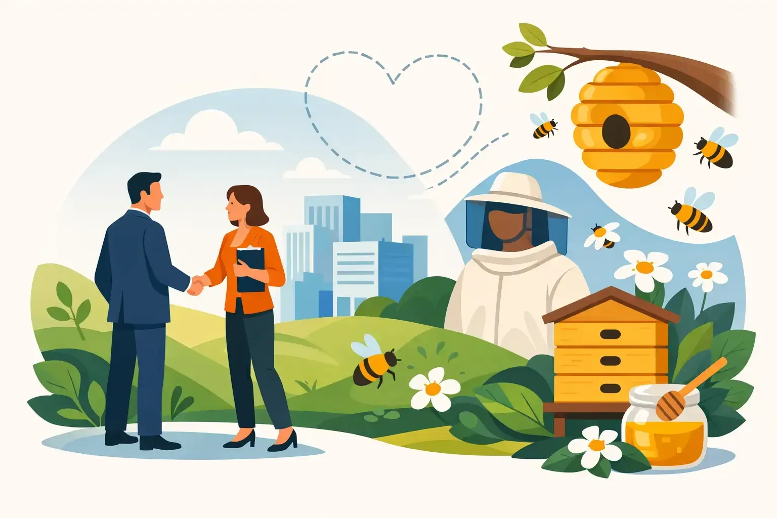 Symbolbild: Bienenpatenschaften, die Unternehmen als nachhaltige Mitarbeiterbenefits nutzen können