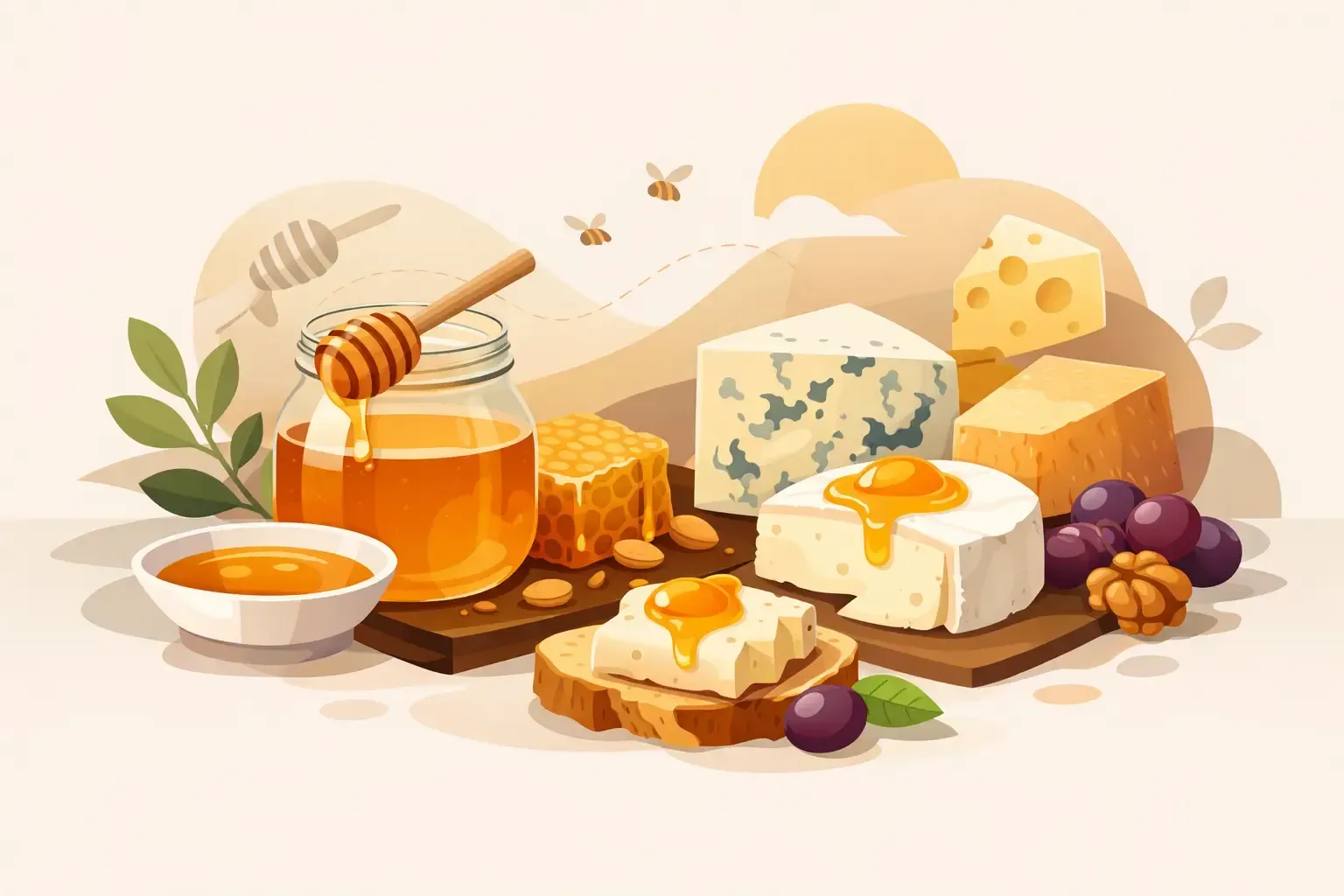 Symbolbild: unendliche Mölglichkeiten, Honig mit Käse zu kombinieren