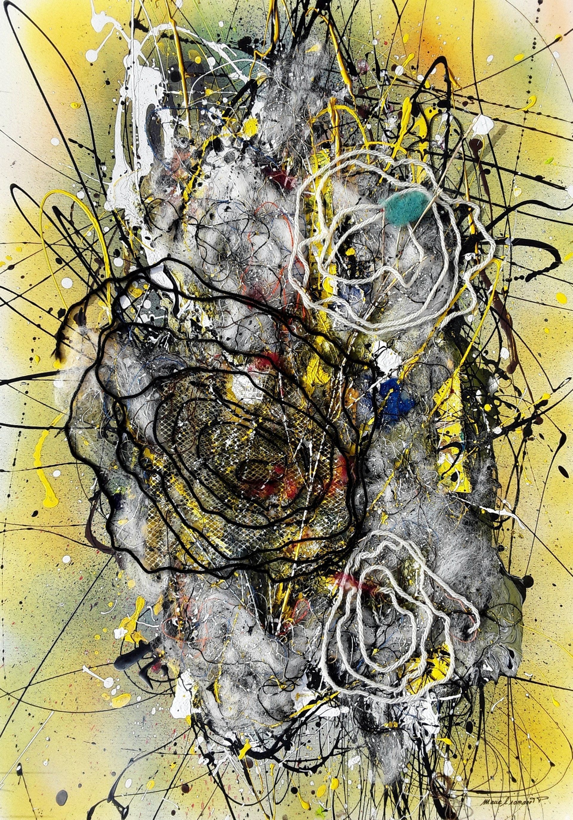 Abstract expressionism painting, Pollock style
