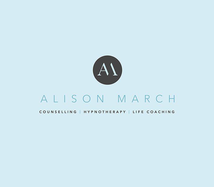 Logo design for Alison March, Life Coach. A clean, modern design reflecting Alison's calm and assured care with her clients
