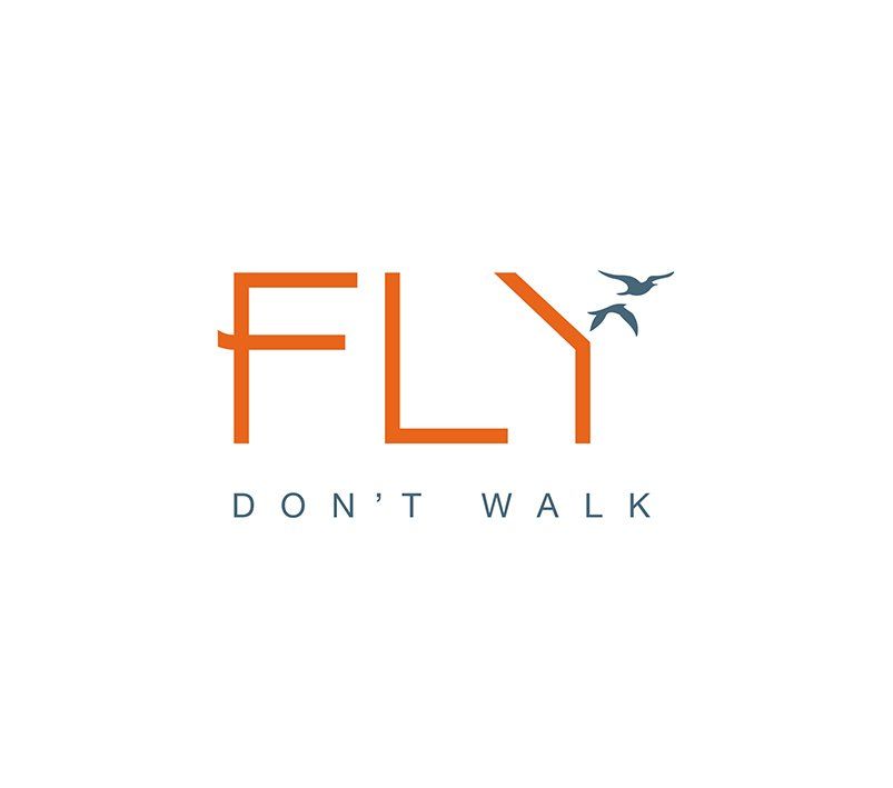 Logo design for Fly Don't Walk, with elements symbolising guidance, trust, freedom and personal growth