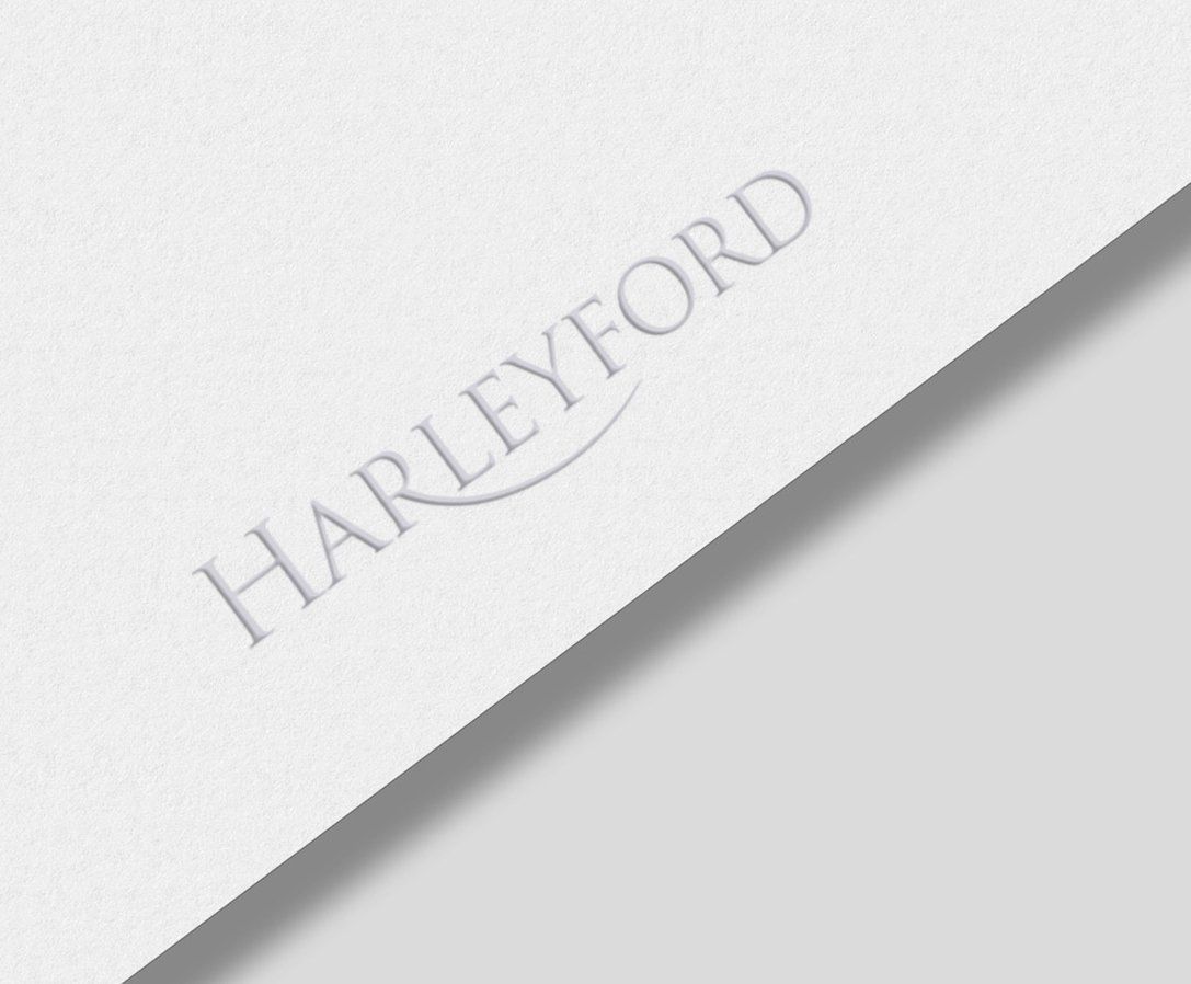 Elegant and simple logo design for Harleyford, a historic and established estate in Henley-on-Thames
