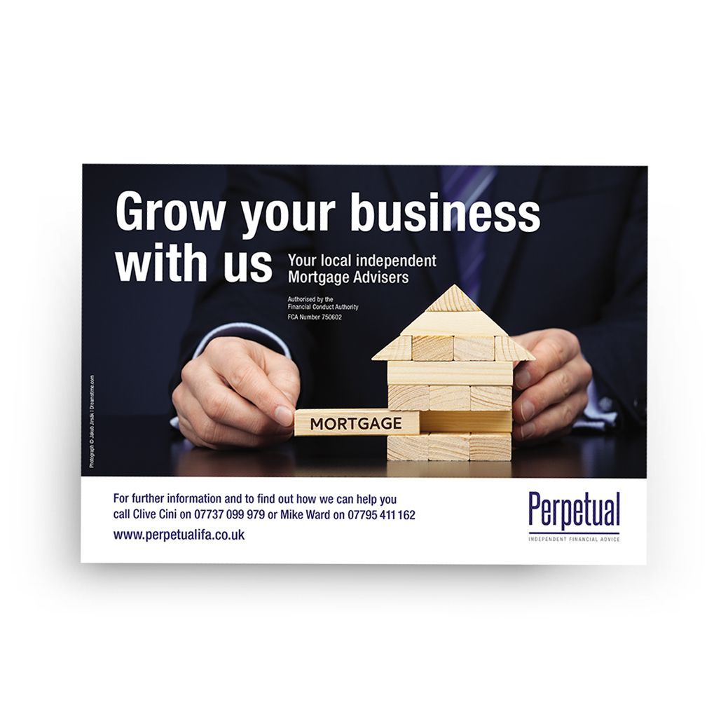 Leaflet for Perpetual IFA featuring a bold, professional design reflecting trust, security, financial growth and expertise