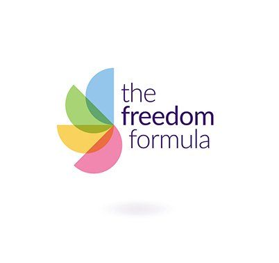 Logo design for The Freedom Formula, with balanced elements symbolising joy, empowerment and personal growth