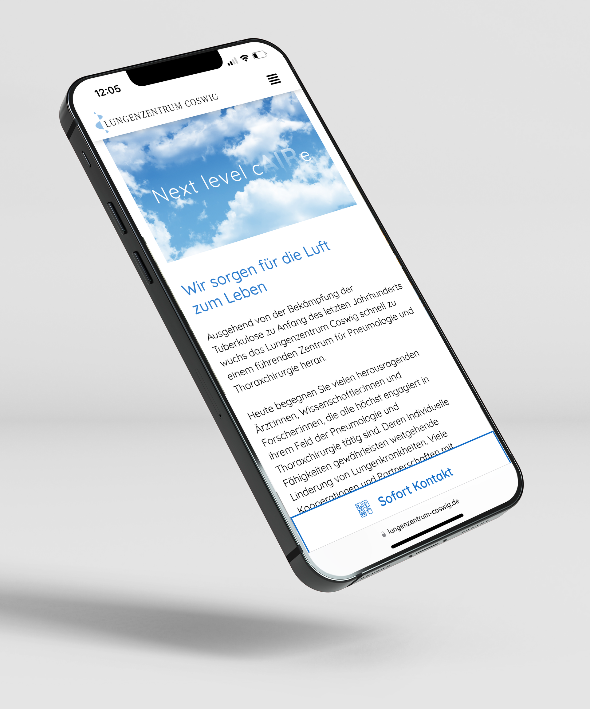 Mobile optimierte Website des Lungenzentrum Coswig Mobile optimierte Website der Lungenklinik