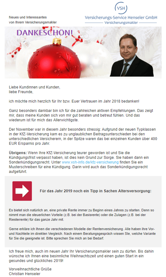 DANKESCHÖN! Ihr Versicherungsmakler München bedankt sich für Ihre Treue im angelaufenen Jahr.