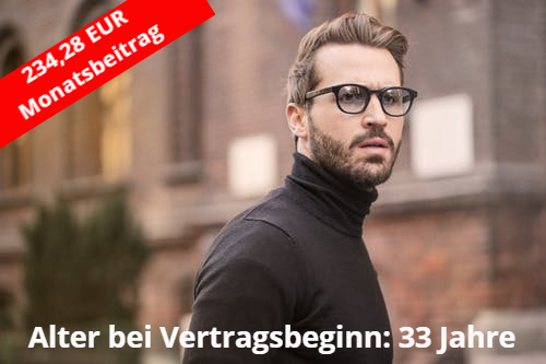 Beispiel für eine fondsgebundene Rentenversicherung mit Beginnalter 33. Ihr Versicherungsmakler München Christian Henseler berät Sie gerne persönlich und individuell.