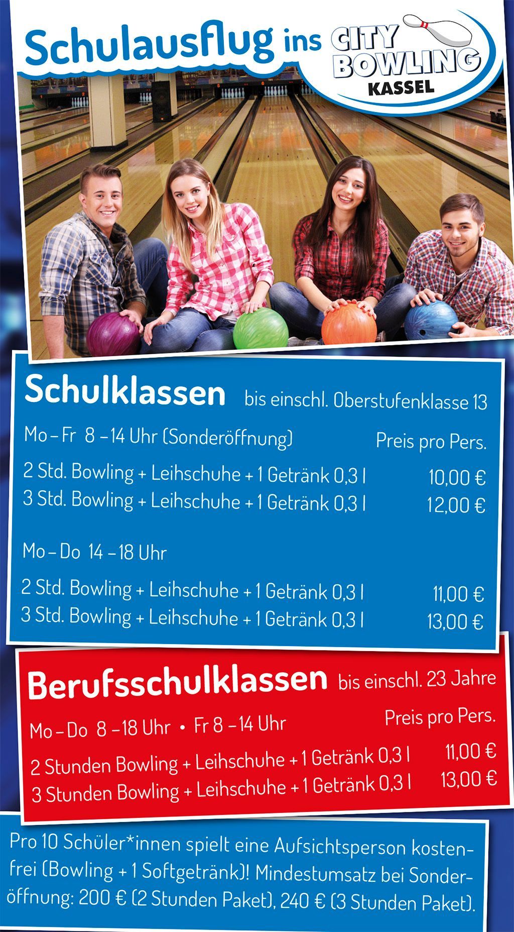 Angebote für Schulgruppen im City Bowling Kassel