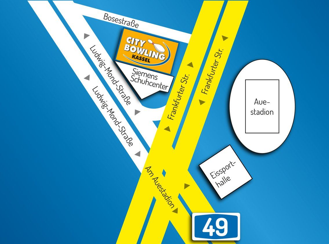 Anfahrt Stadtplan City Bowling Kassel