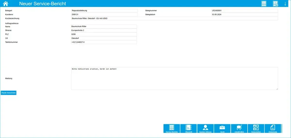 SOS - Software Myfactory Service über Tablet