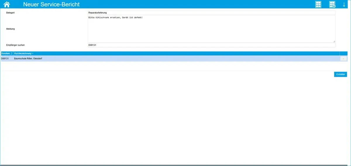 SOS - Software Myfactory Tablet Servicebericht