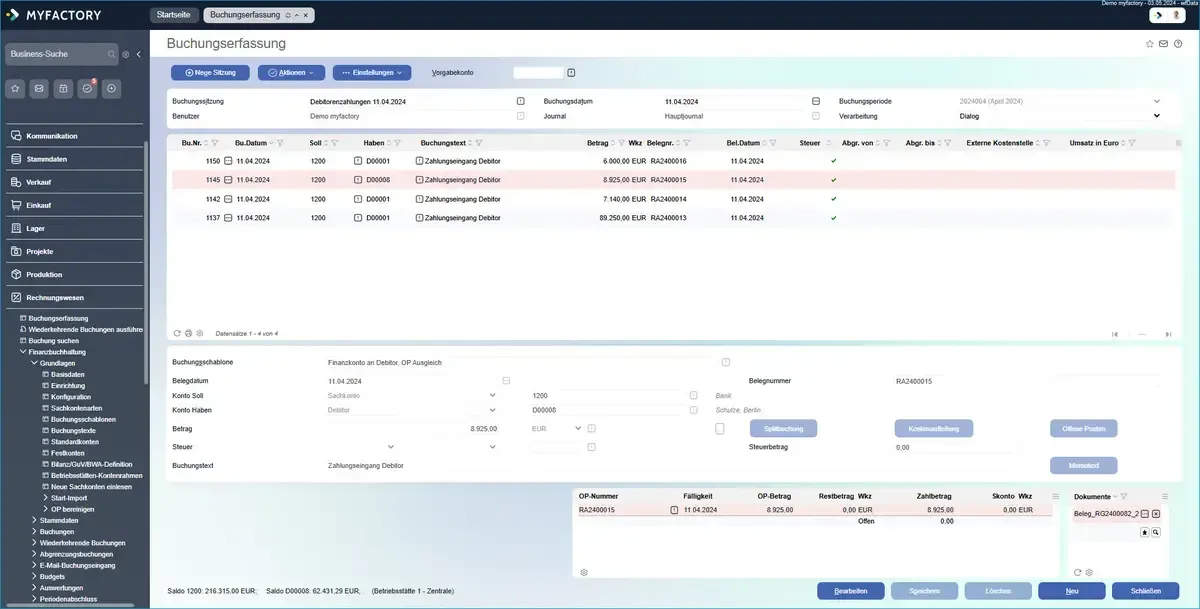 SOS - Software Myfactory Buchungserfassung SOS - Software Myfactory Buchungserfassung
