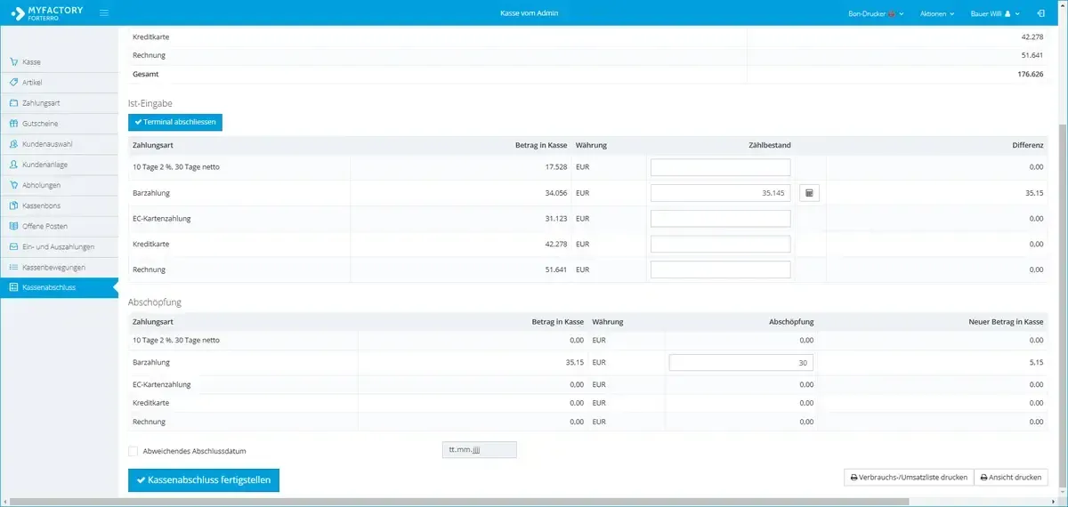 SOS-Software Myfactory Kassenabschluss SOS-Software Myfactory Kassenabschluss