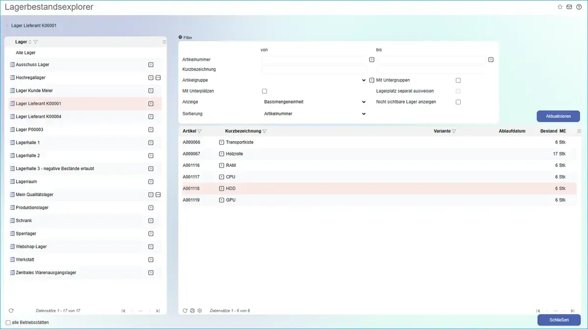 SOS-Software Myfactory Lagerwirtschaft