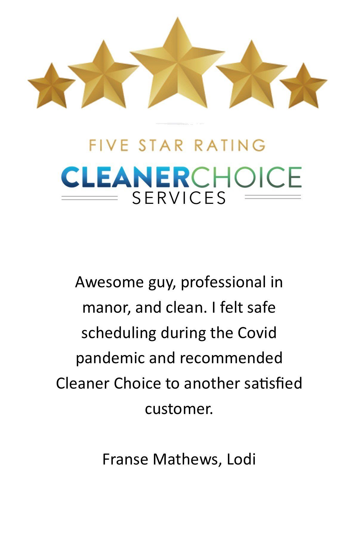 5 Star Google Review in Specials