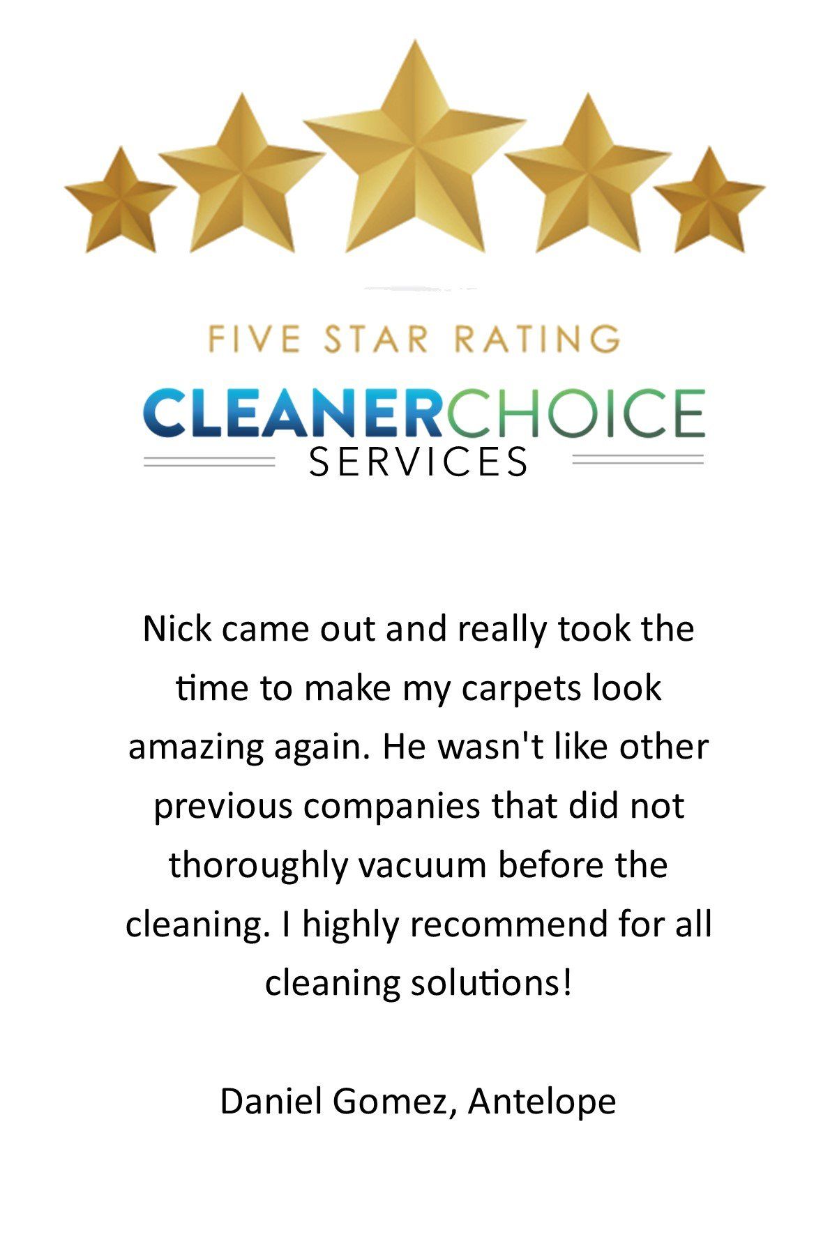 5 Star Google Review in Specials